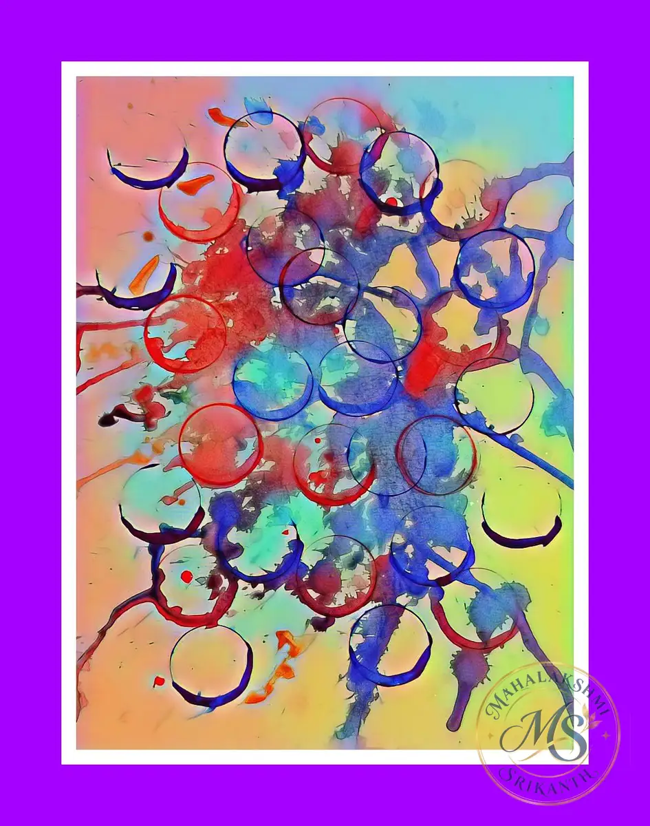 Abstract Circles Red And Blue — painting by Mahalakshmi Srikanth