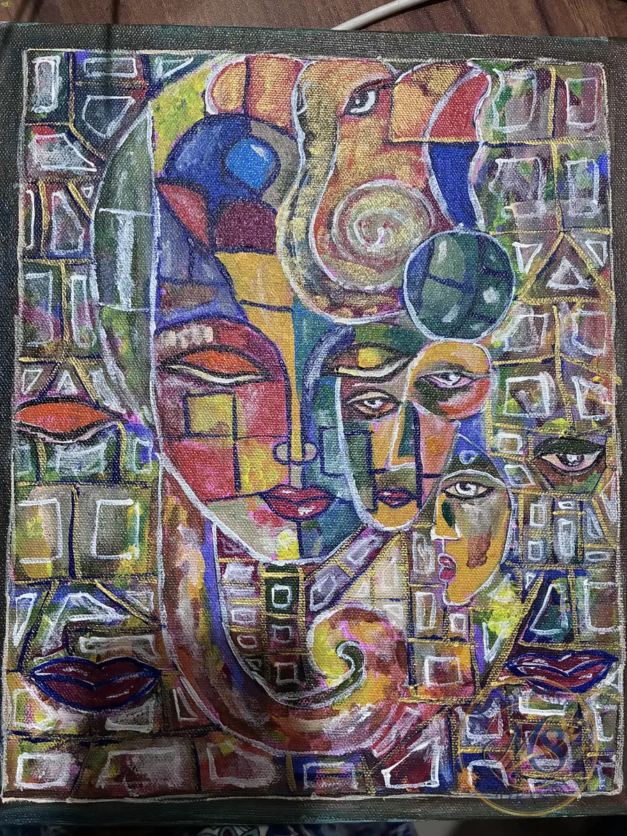 Abstract Cubist Faces — painting by Mahalakshmi Srikanth