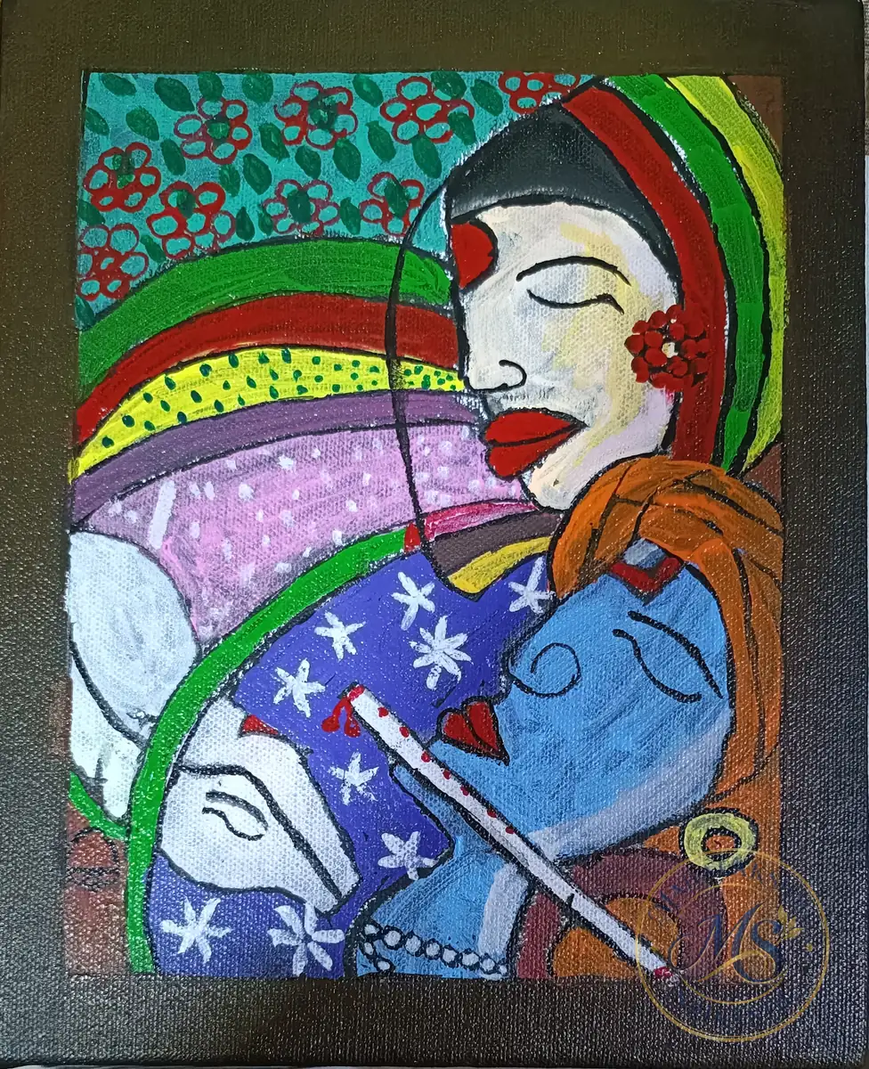 Abstract Radha Krishna On Canvas — painting by Mahalakshmi Srikanth