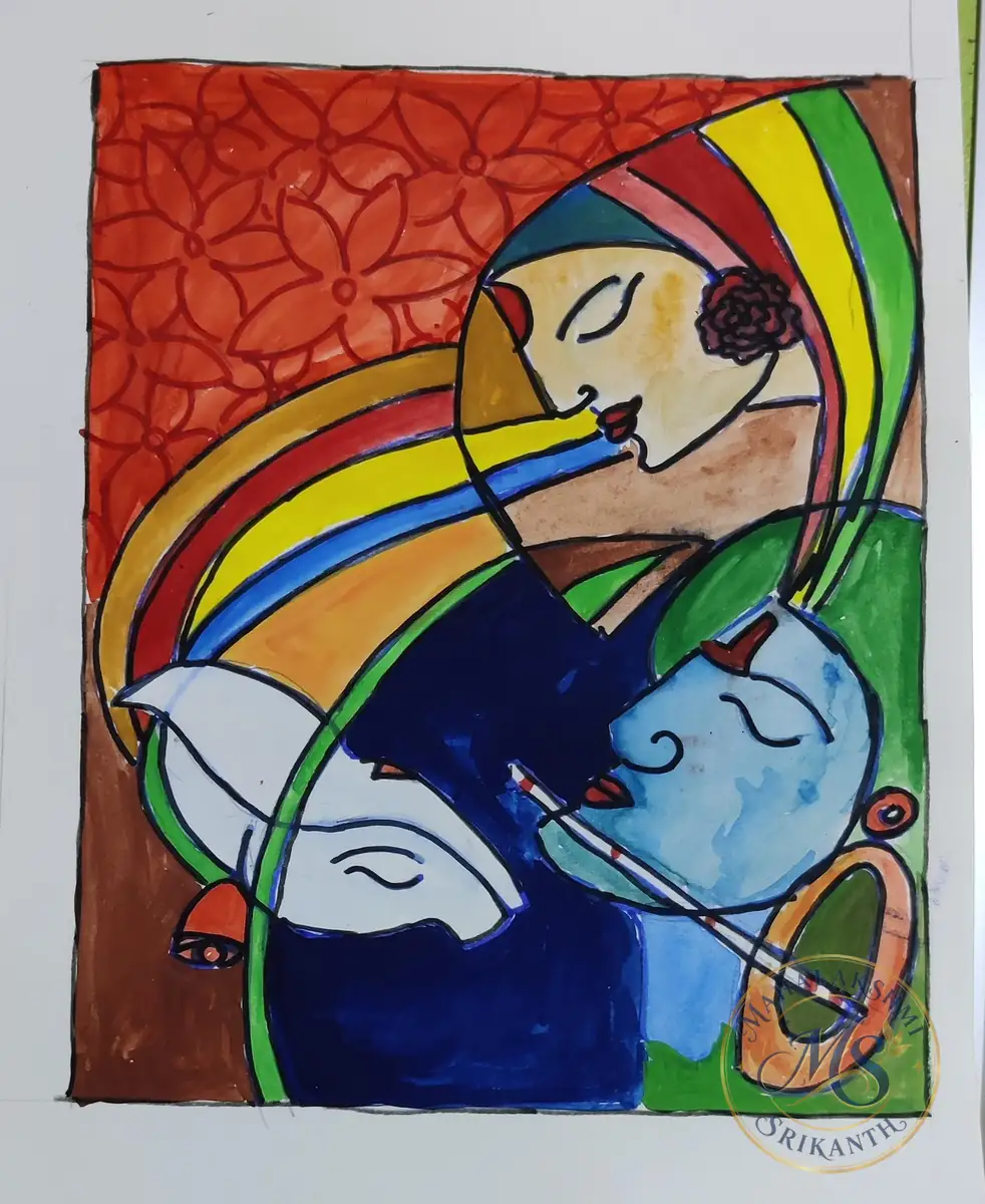 Abstract Radha Krishna — painting by Mahalakshmi Srikanth