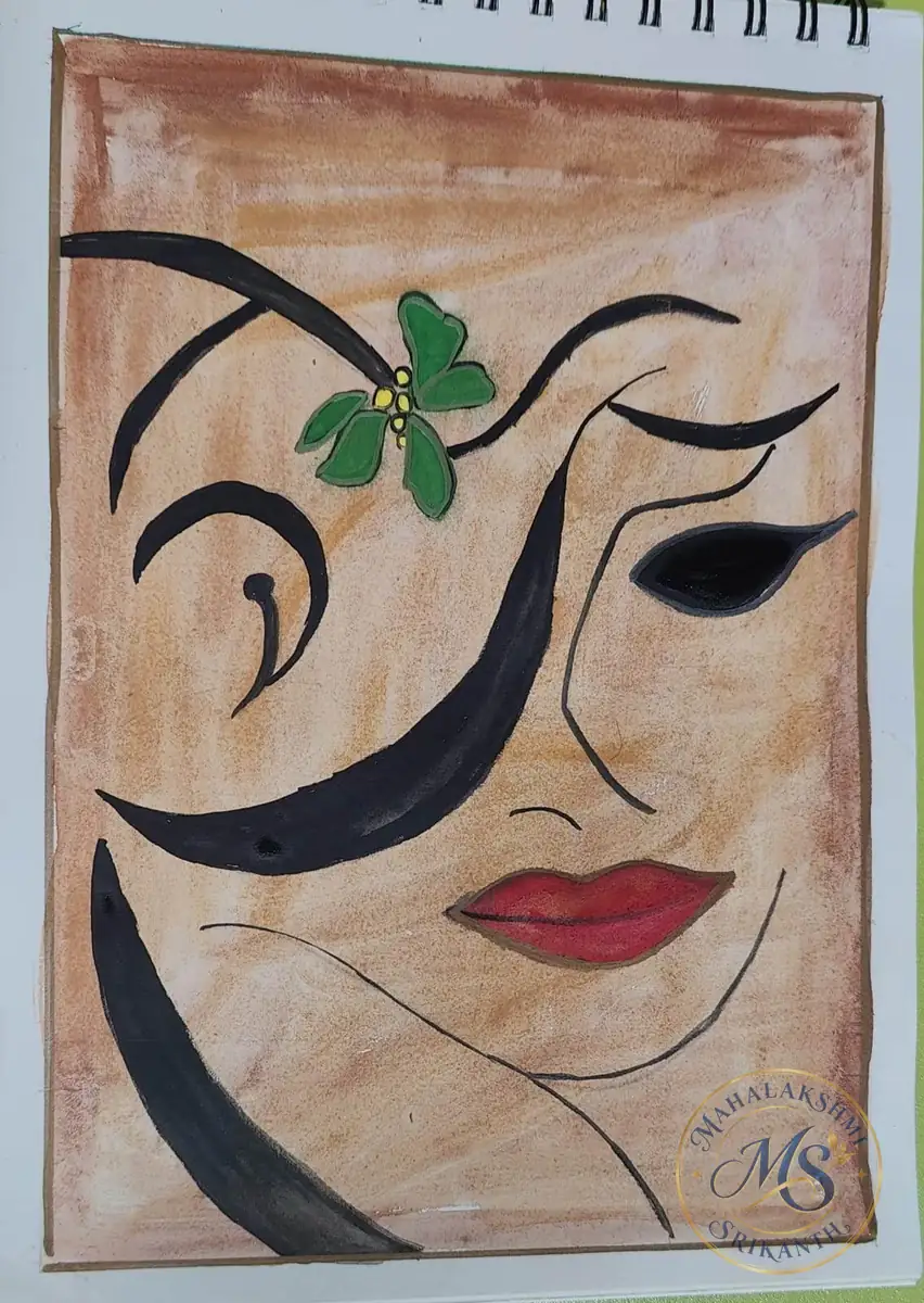 Abstract Woman Face On Brown — painting by Mahalakshmi Srikanth