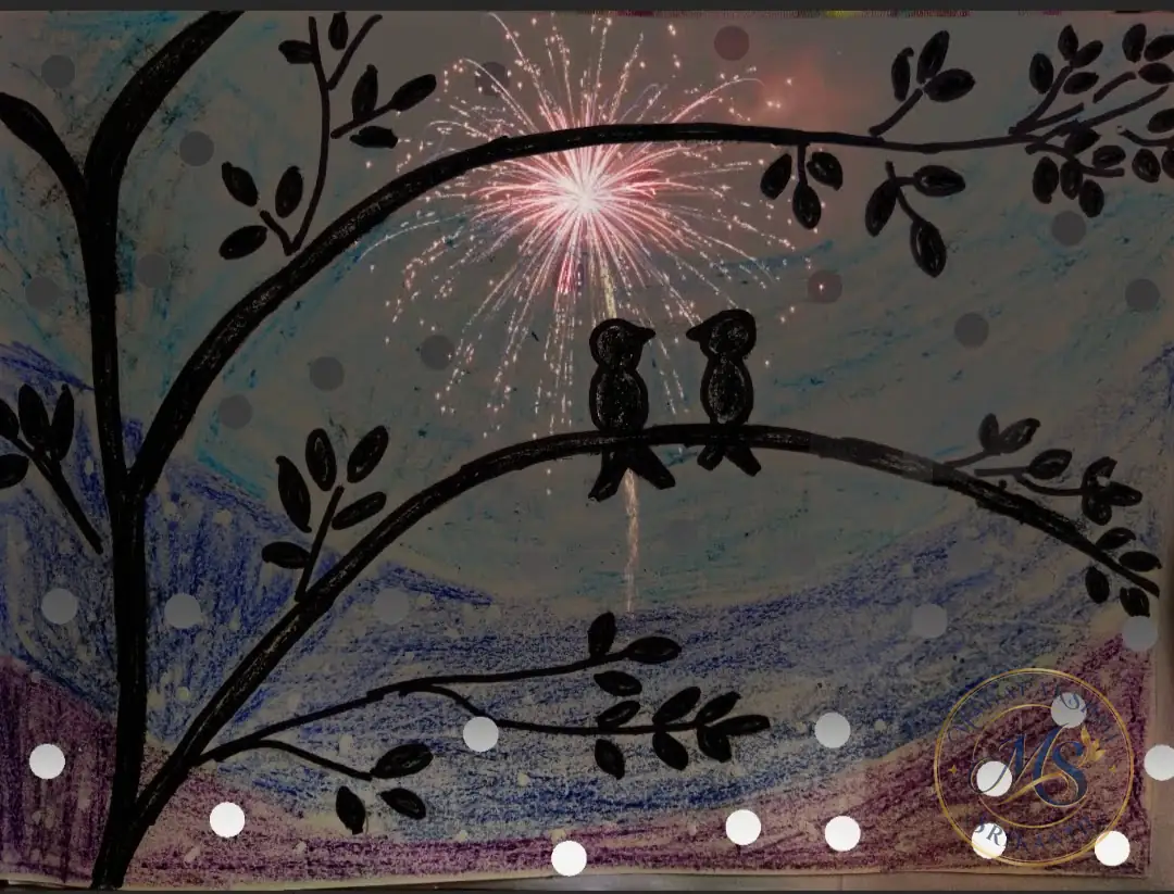 Birds in Night — drawing by Mahalakshmi Srikanth