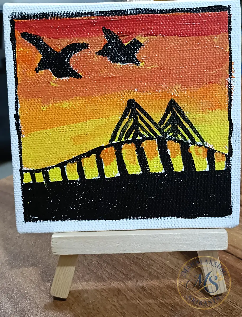 Birds Over Sunset Mini Canvas — painting by Mahalakshmi Srikanth