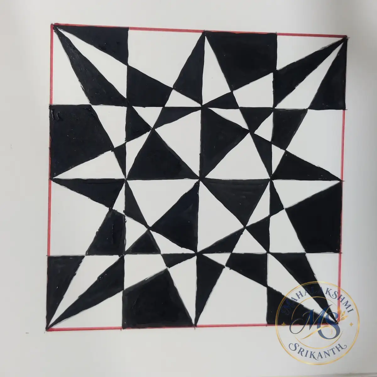 Black And White Star Geometric — drawing by Mahalakshmi Srikanth