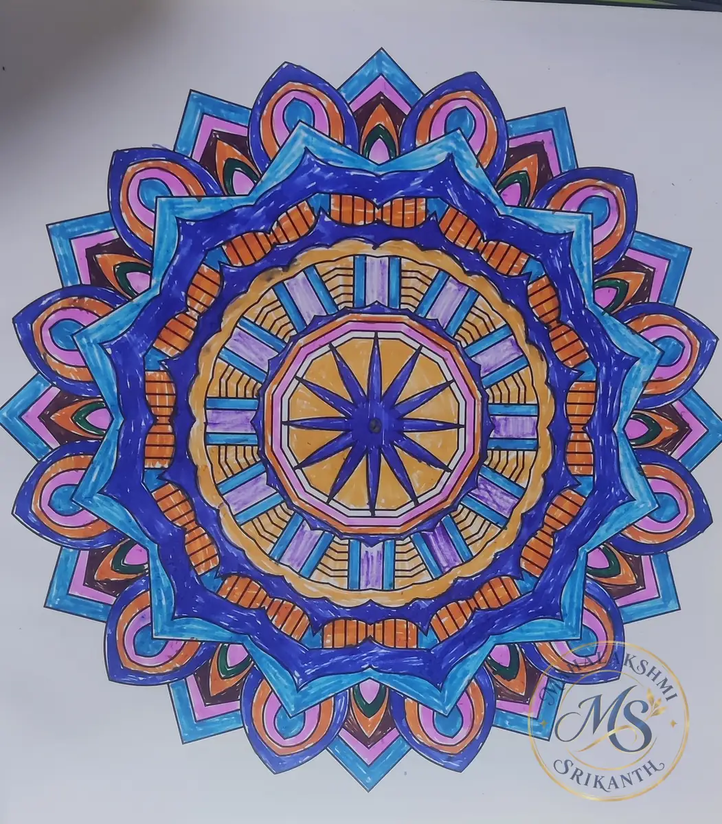 Blue And Orange Mandala — mandala by Mahalakshmi Srikanth