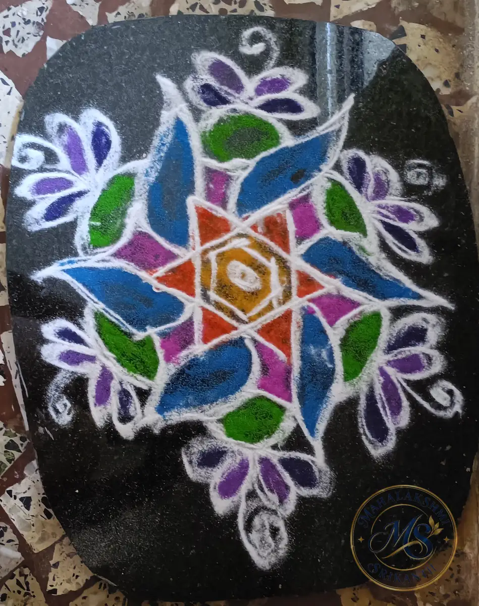Blue And Purple Star Rangoli — rangoli by Mahalakshmi Srikanth