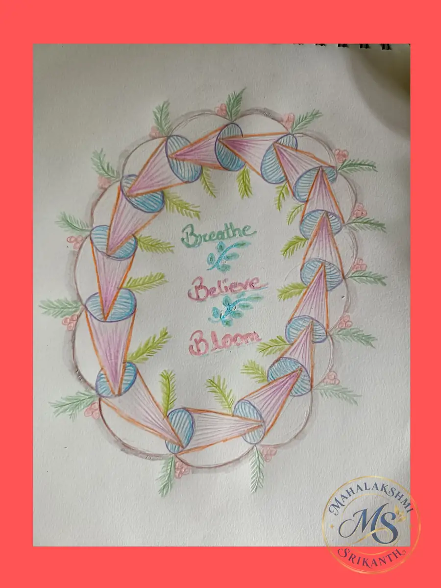 Breathe Believe Bloom Wreath — drawing by Mahalakshmi Srikanth