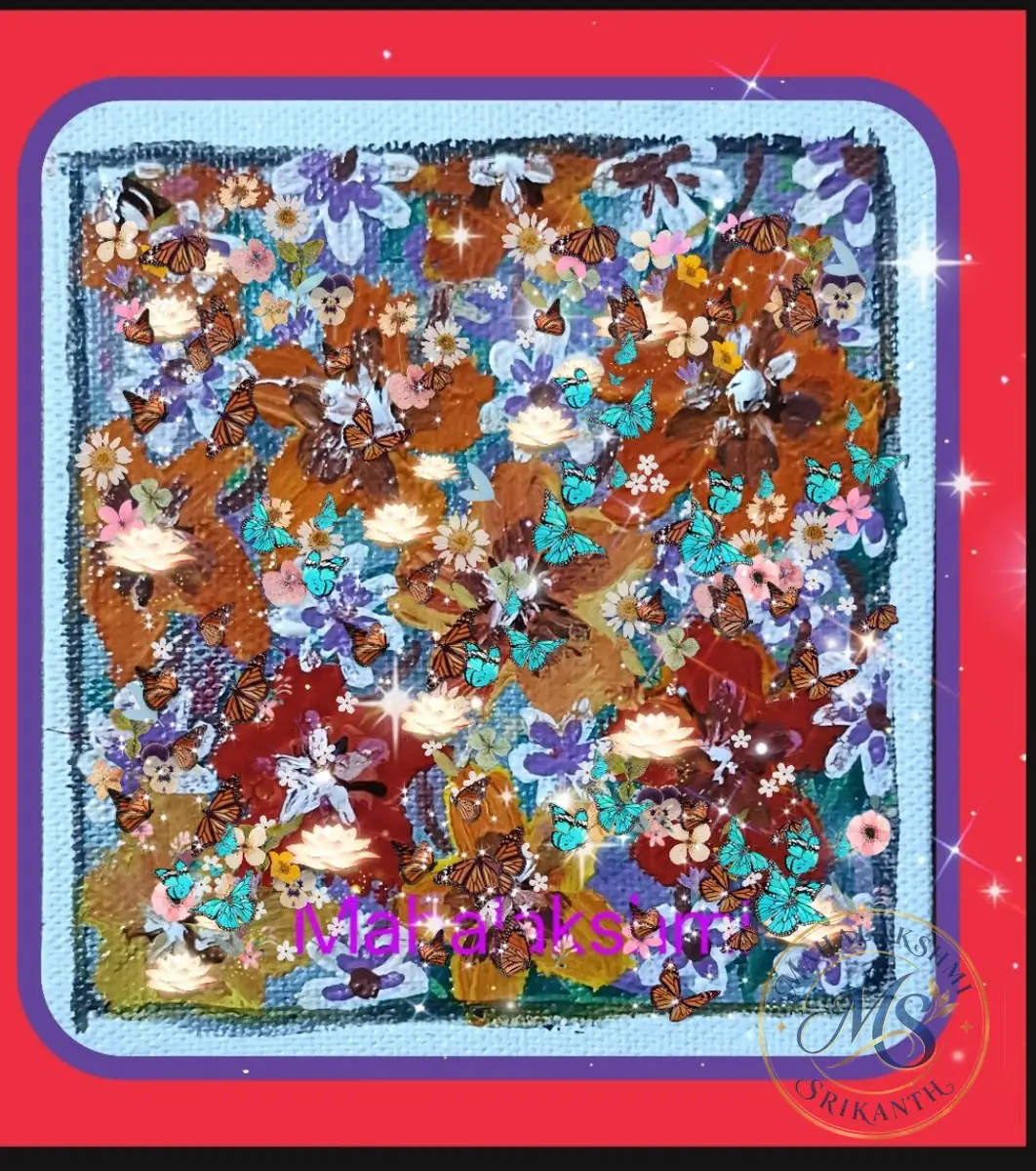 Butterflies And Flowers Collage — painting by Mahalakshmi Srikanth