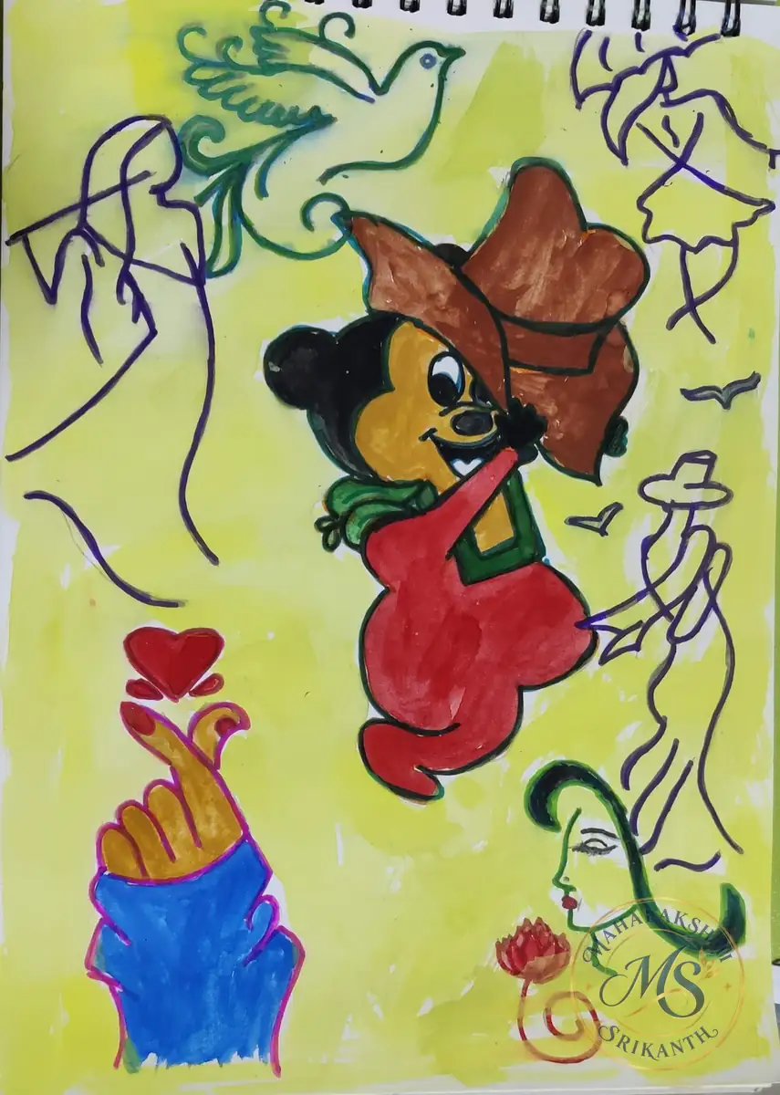 Cartoon Mouse And Doodles — painting by Mahalakshmi Srikanth