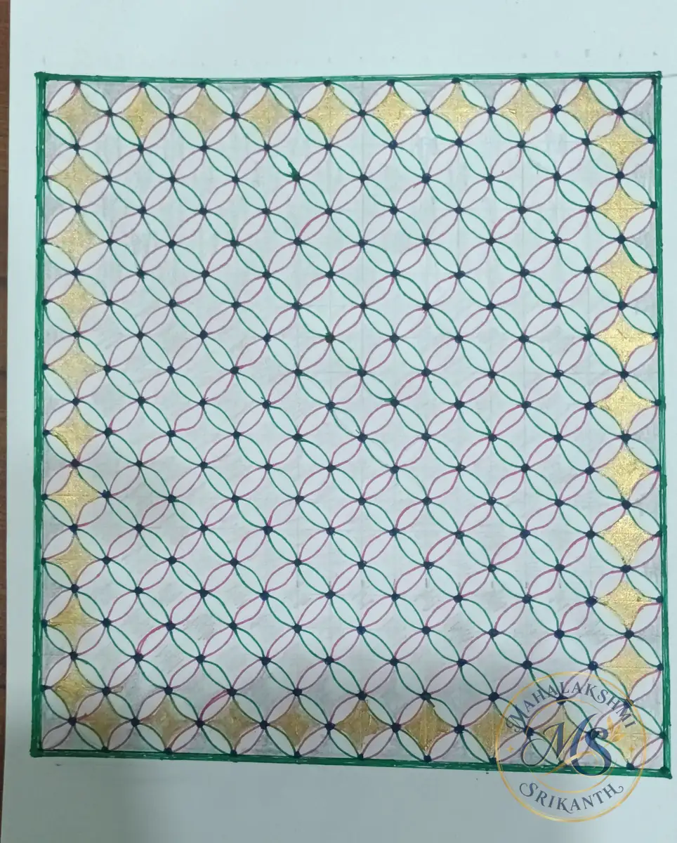 Circle Lattice Gold Pattern — drawing by Mahalakshmi Srikanth