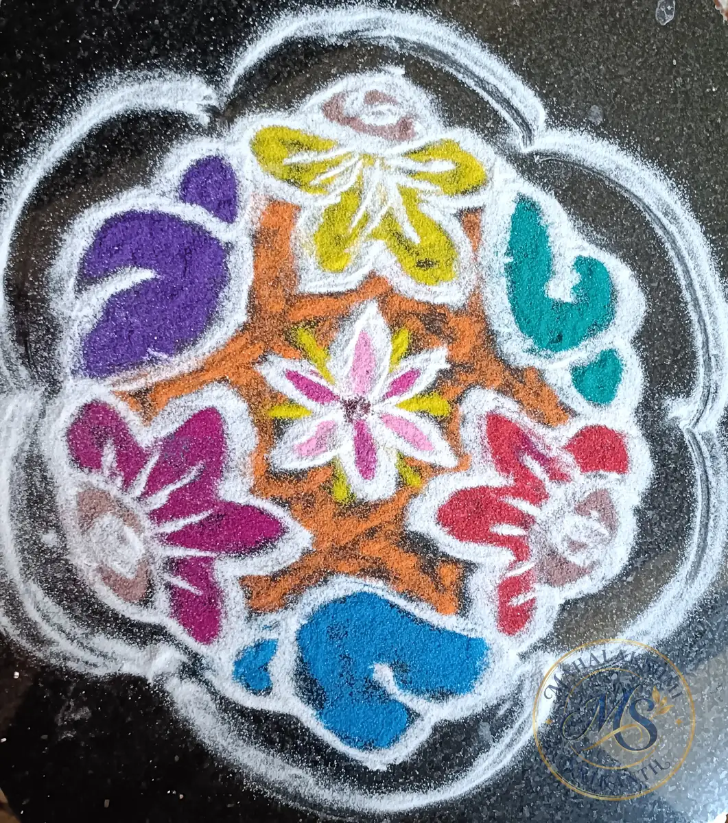 Colorful Flower Rangoli — rangoli by Mahalakshmi Srikanth