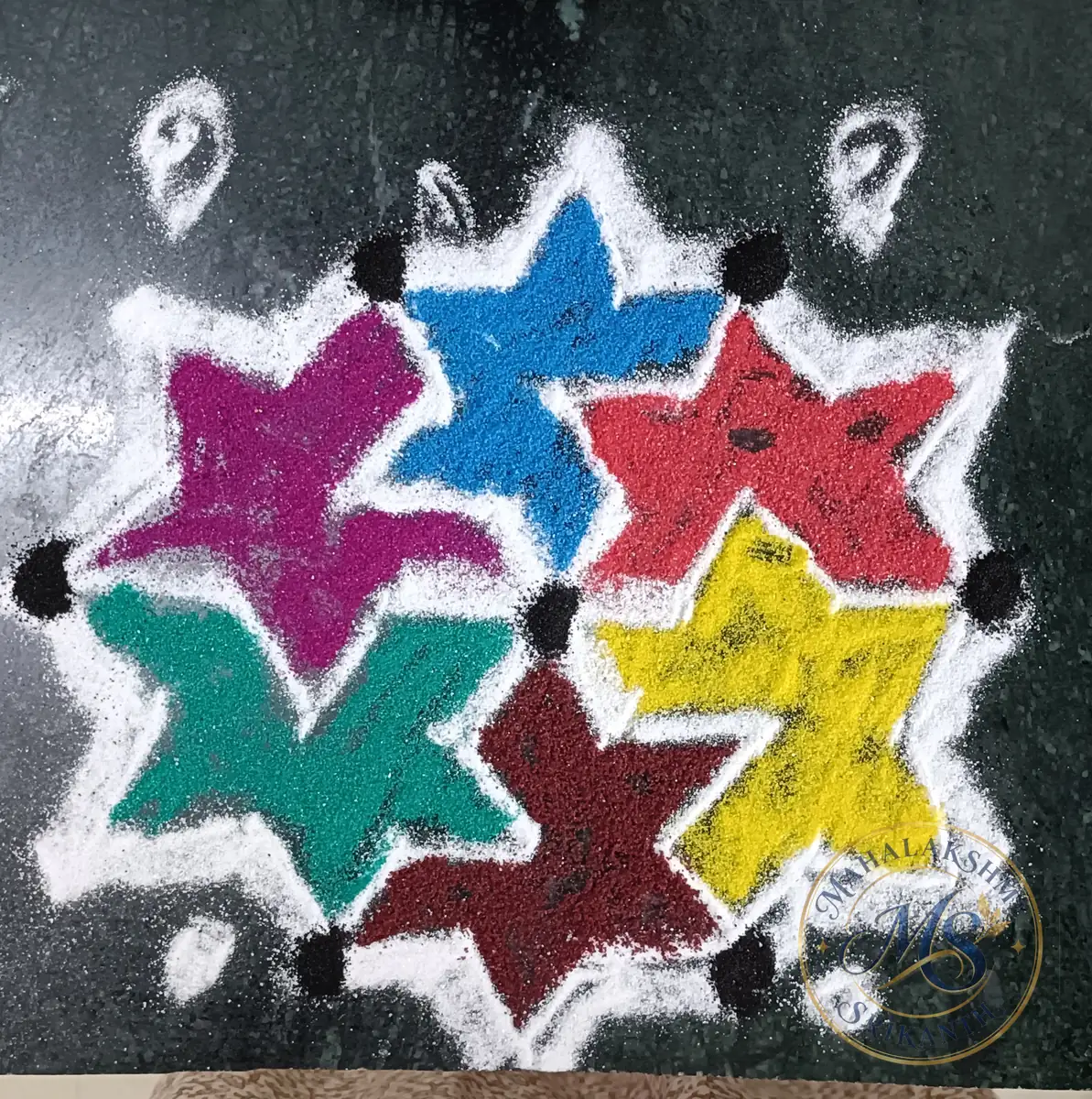 Colorful Stars Rangoli — rangoli by Mahalakshmi Srikanth