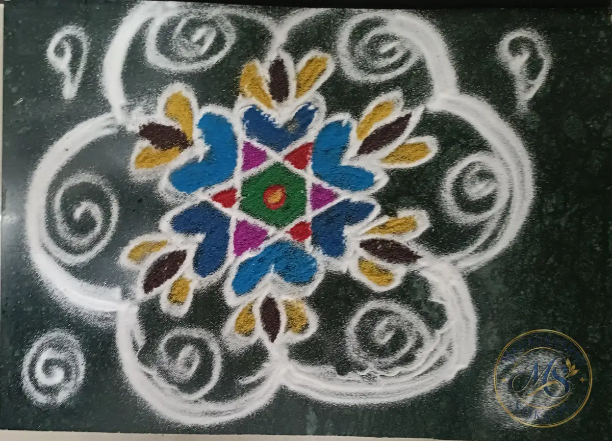 Colourful Rangoli Design — rangoli by Mahalakshmi Srikanth