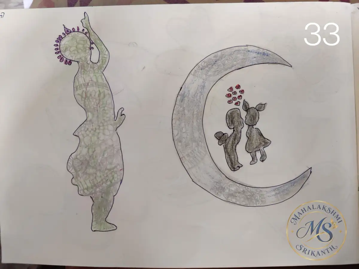 Dancer And Moon Couple Drawing — drawing by Mahalakshmi Srikanth
