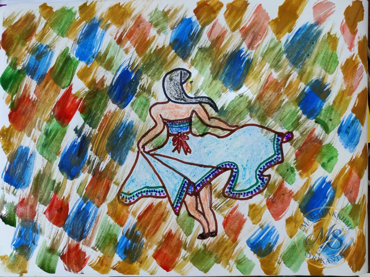 Dancer In Blue Dress Painting — painting by Mahalakshmi Srikanth