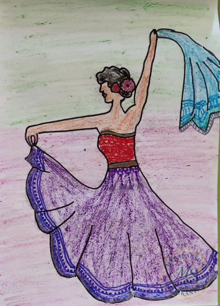 Dancer In Purple Gown — drawing by Mahalakshmi Srikanth