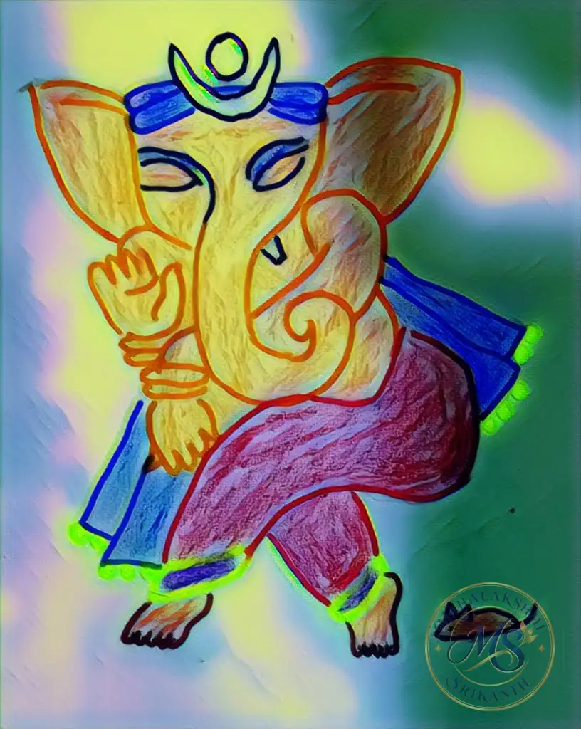 Dancing Ganesha — drawing by Mahalakshmi Srikanth