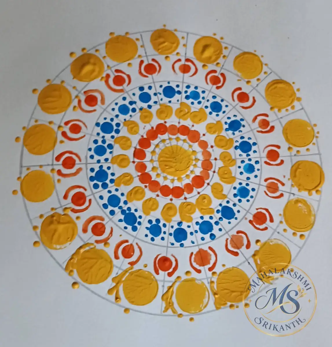 Dot Mandala Orange And Blue — mandala by Mahalakshmi Srikanth