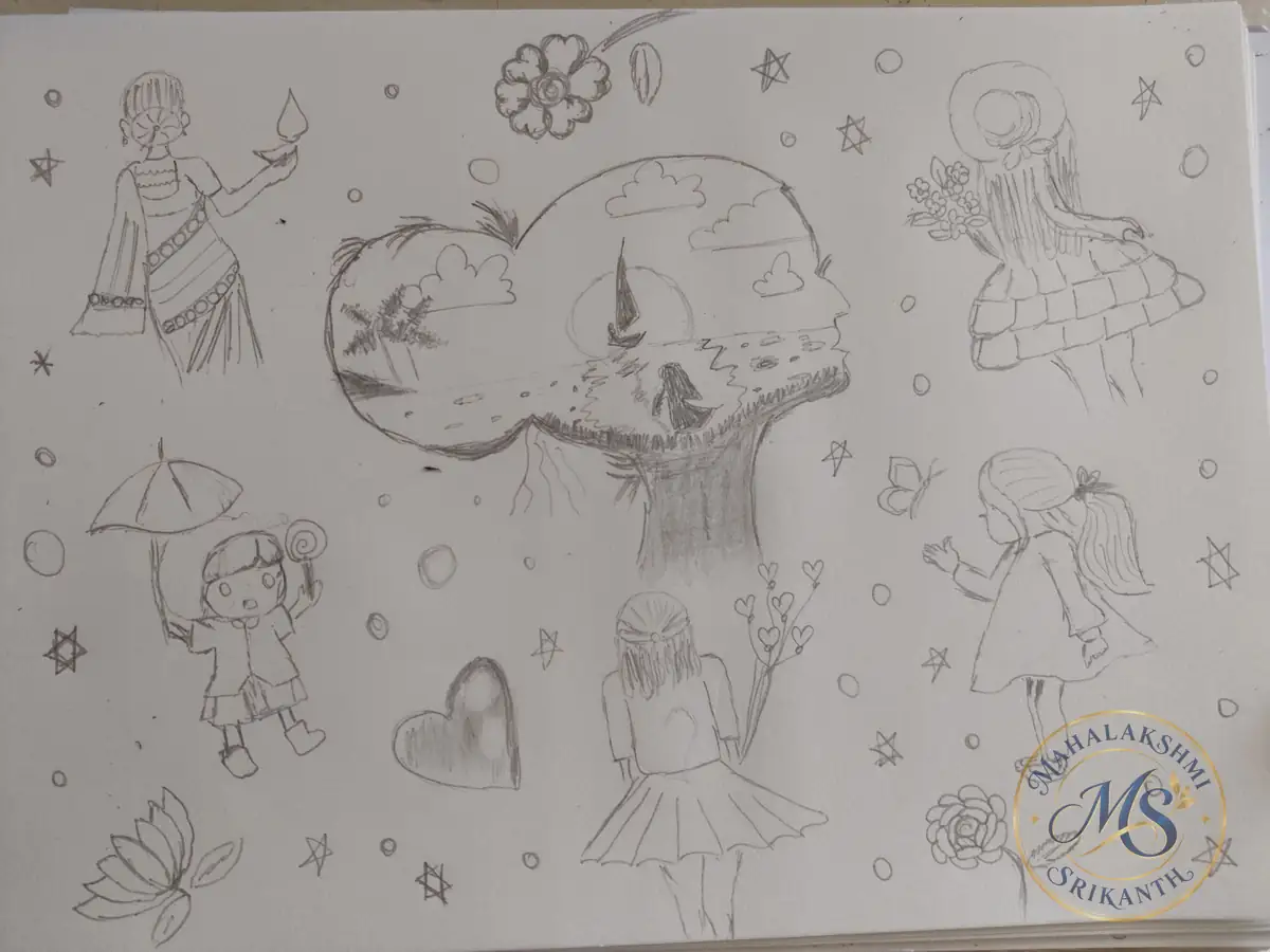 Female Thinking — drawing by Mahalakshmi Srikanth