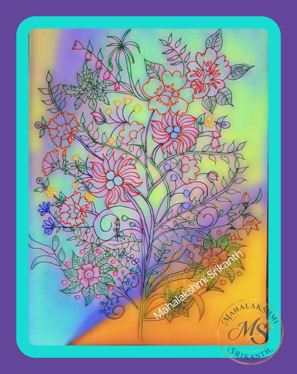 Floral Tree Line Art — drawing by Mahalakshmi Srikanth