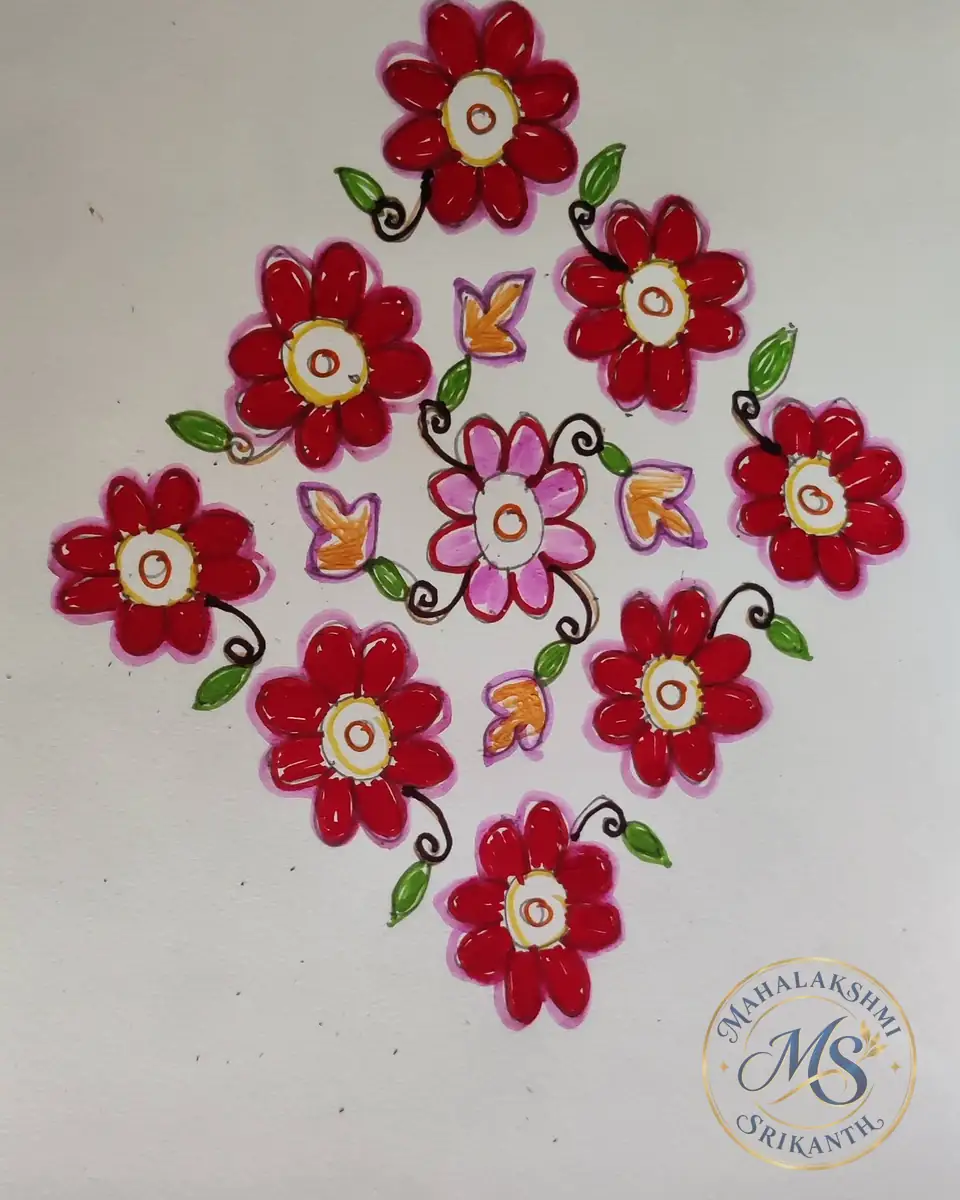 Flower Kolam — rangoli by Mahalakshmi Srikanth