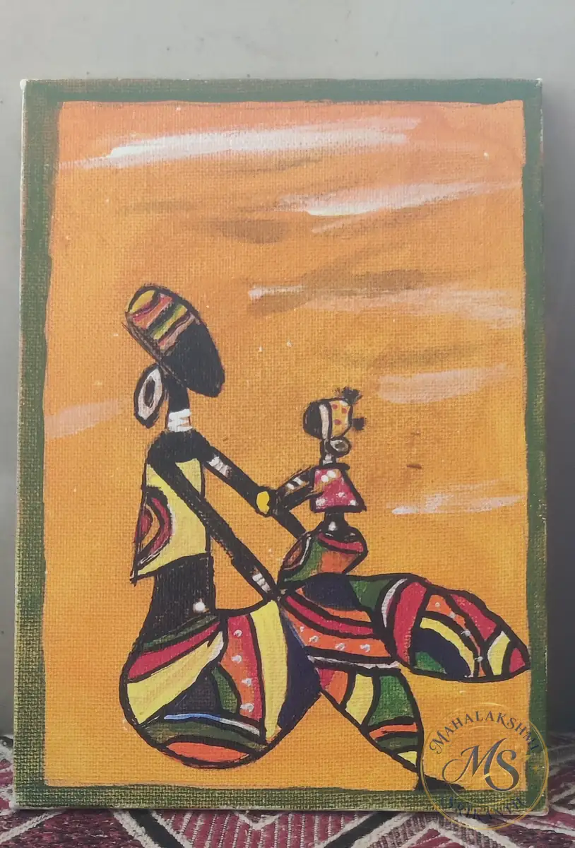 Folk Art Mother And Child — painting by Mahalakshmi Srikanth