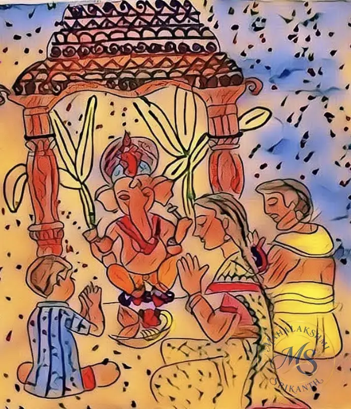 Ganesh Puja — painting by Mahalakshmi Srikanth