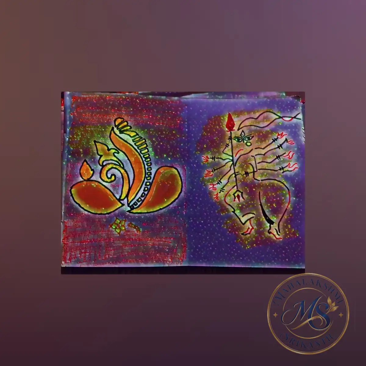 Ganesha And Durga Glitter Art — painting by Mahalakshmi Srikanth