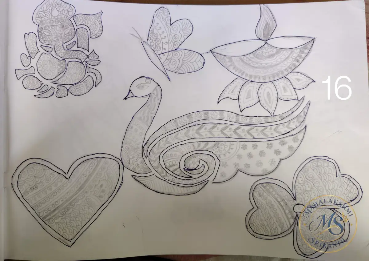 Ganesha And Swan Mandala Sketches — mandala by Mahalakshmi Srikanth