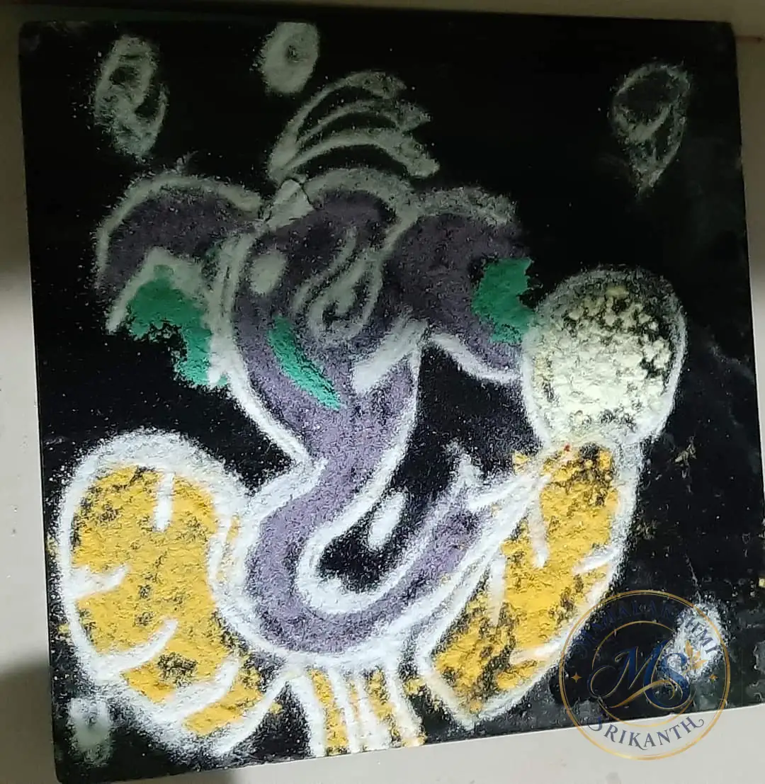 Ganesha Rangoli On Black — rangoli by Mahalakshmi Srikanth