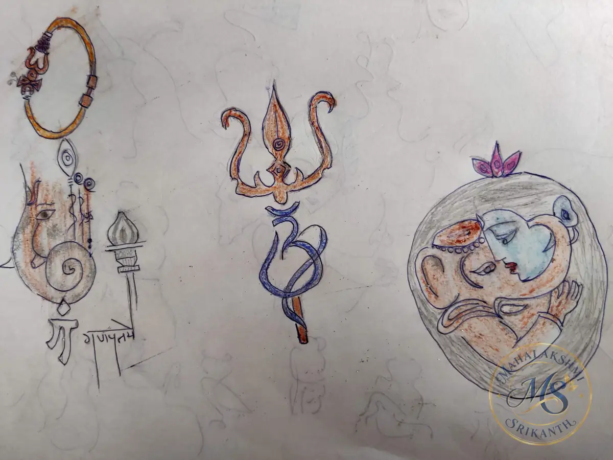 Ganesha Symbols Drawing Page — drawing by Mahalakshmi Srikanth