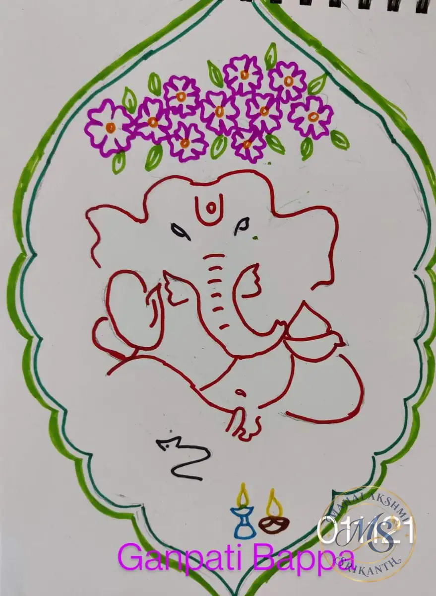 Ganpati Bappa Line Art — drawing by Mahalakshmi Srikanth