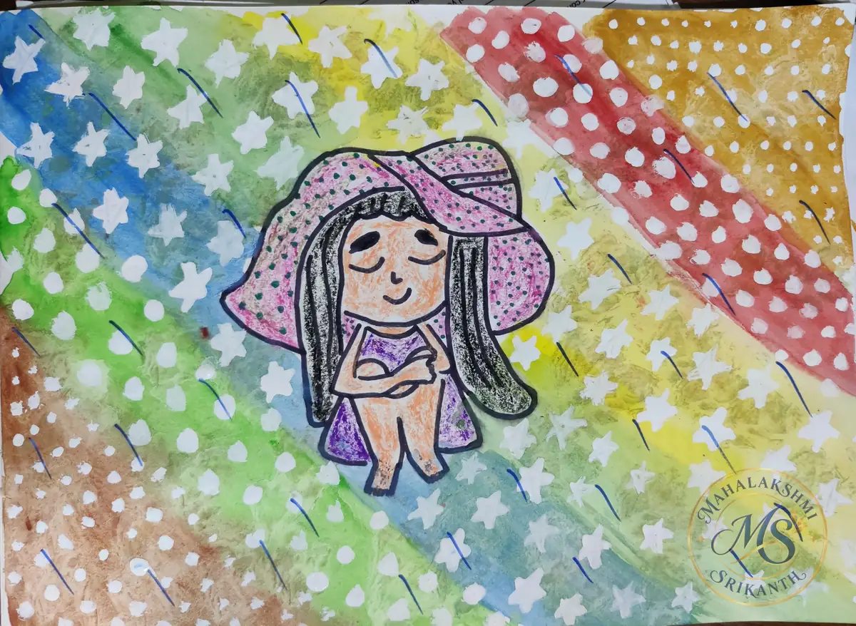 Girl In Sun Hat Painting — painting by Mahalakshmi Srikanth
