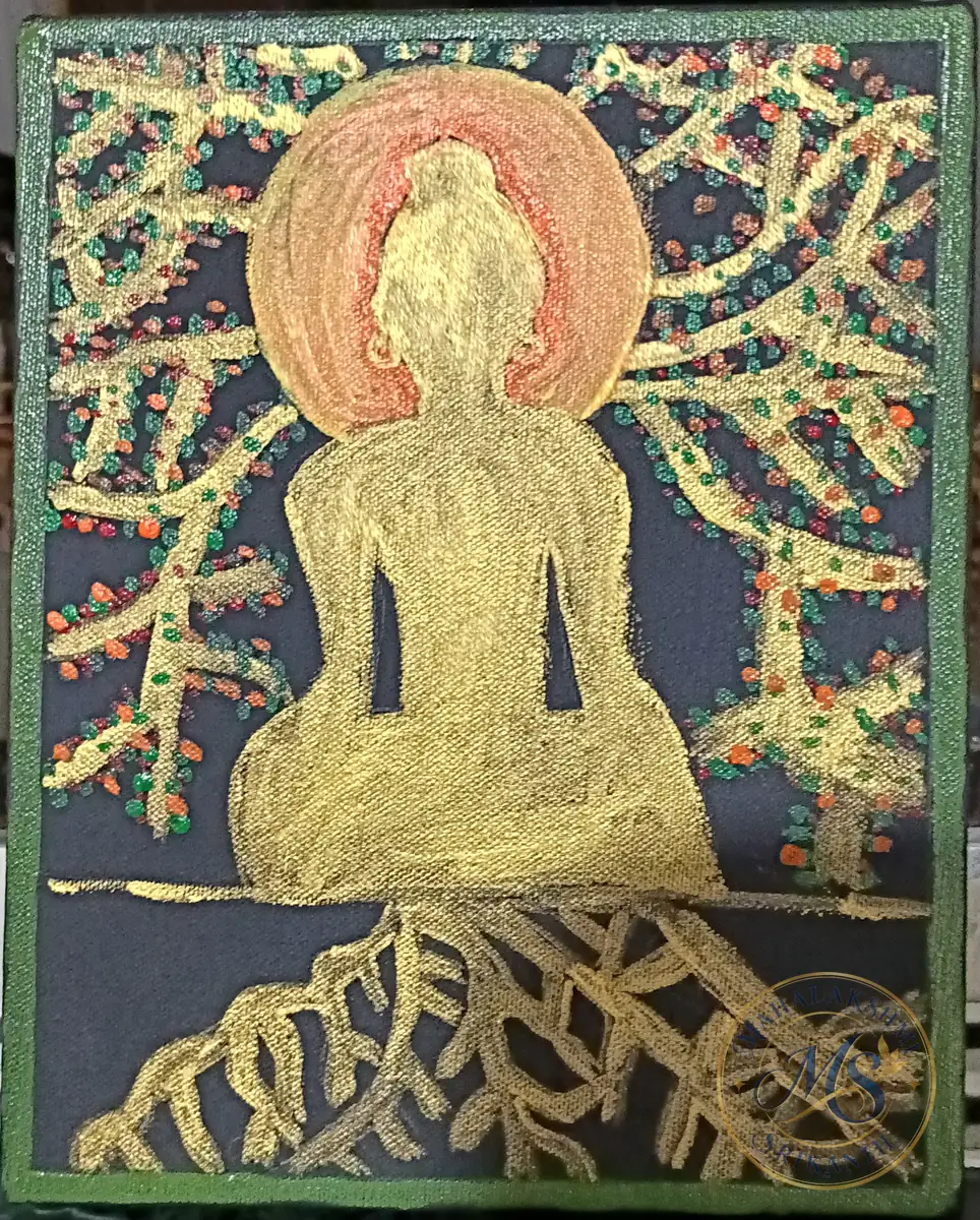 Golden Buddha Under Tree — painting by Mahalakshmi Srikanth