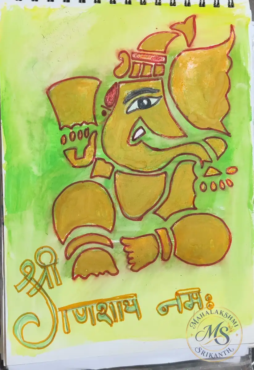 Golden Ganesha Painting — painting by Mahalakshmi Srikanth
