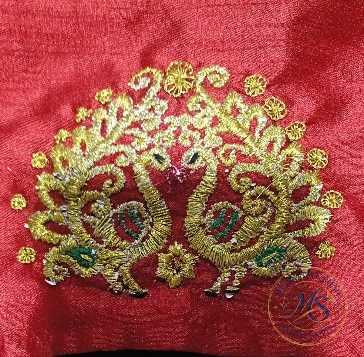 Golden Peacocks Embroidery — craft by Mahalakshmi Srikanth