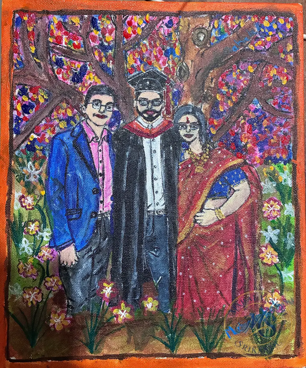 Graduation Family Portrait — painting by Mahalakshmi Srikanth