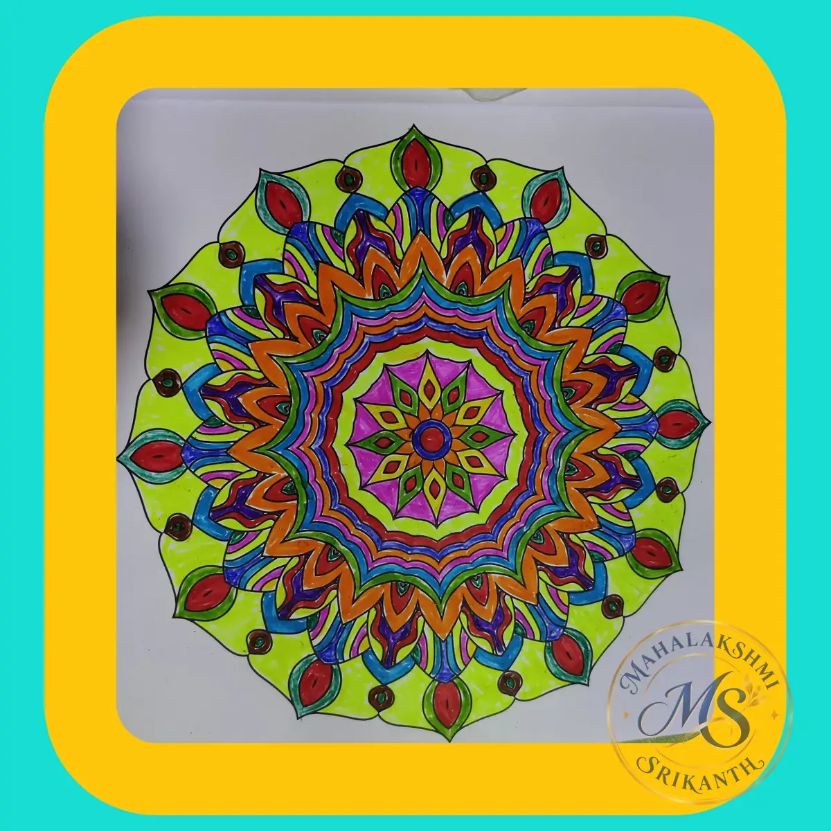 Green And Orange Mandala — mandala by Mahalakshmi Srikanth