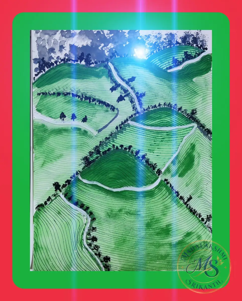 Green Hills Landscape — painting by Mahalakshmi Srikanth