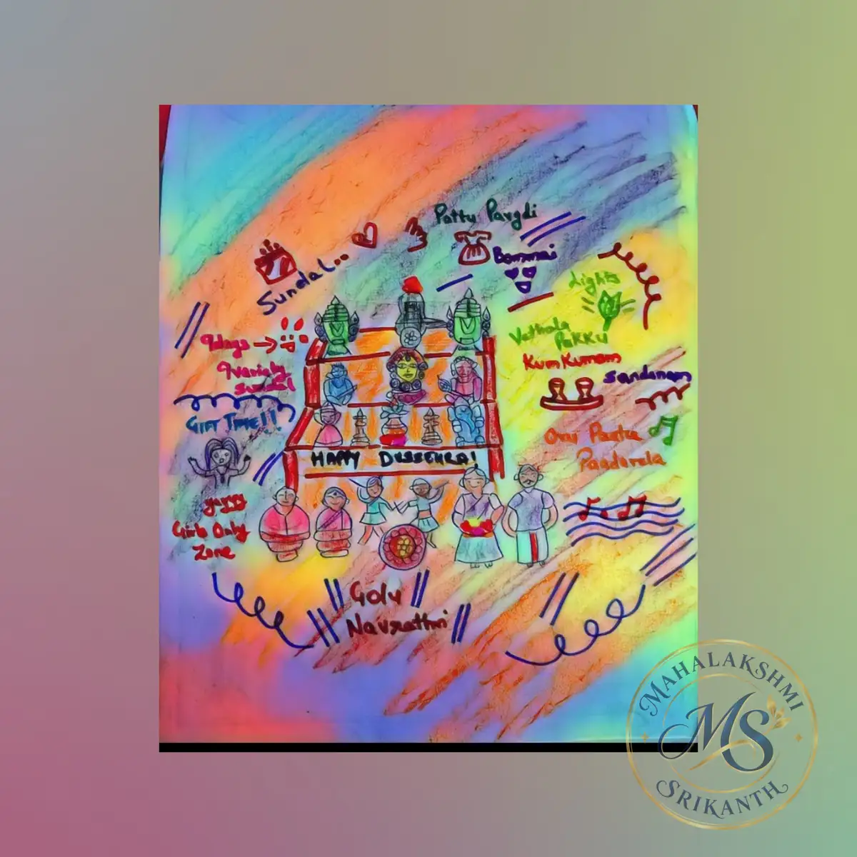 Happy Dussehra Golu Painting — painting by Mahalakshmi Srikanth