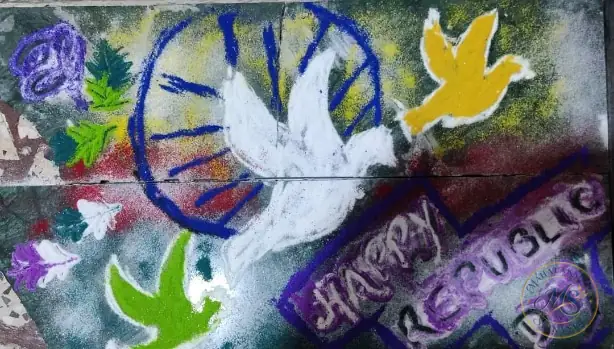 Happy Republic Day Dove Rangoli — rangoli by Mahalakshmi Srikanth
