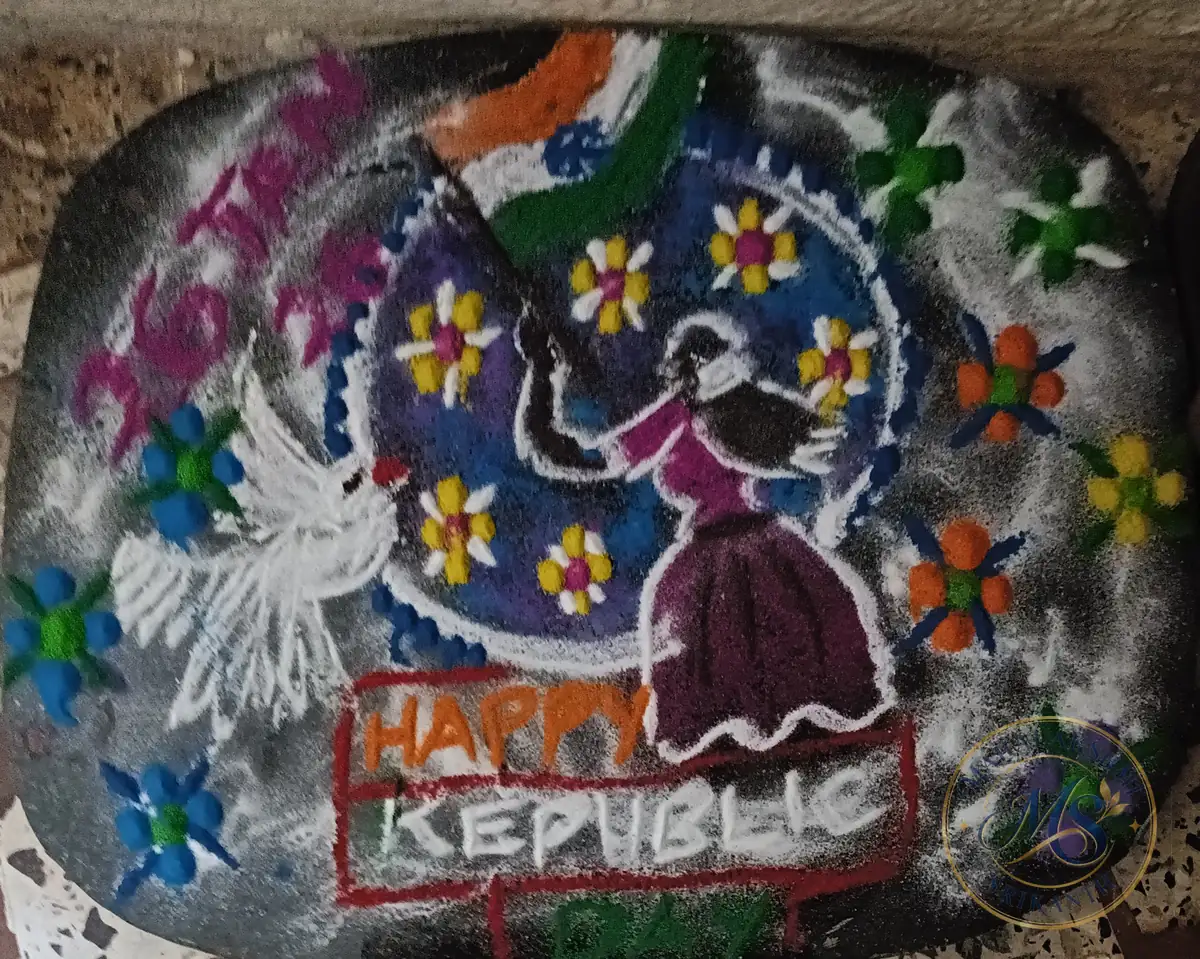 Happy Republic Day Girl Rangoli — rangoli by Mahalakshmi Srikanth