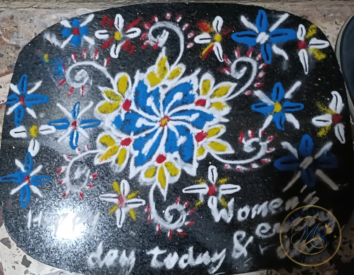 Happy Womens Day Flower Rangoli — rangoli by Mahalakshmi Srikanth