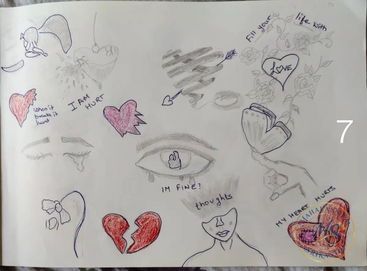 Heartbreak Doodles Sketchbook Page — drawing by Mahalakshmi Srikanth