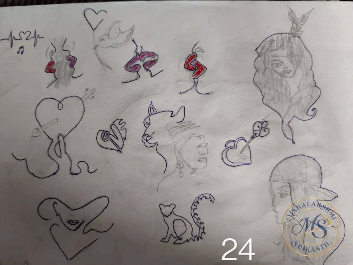 Hearts And Faces Sketch Page — drawing by Mahalakshmi Srikanth