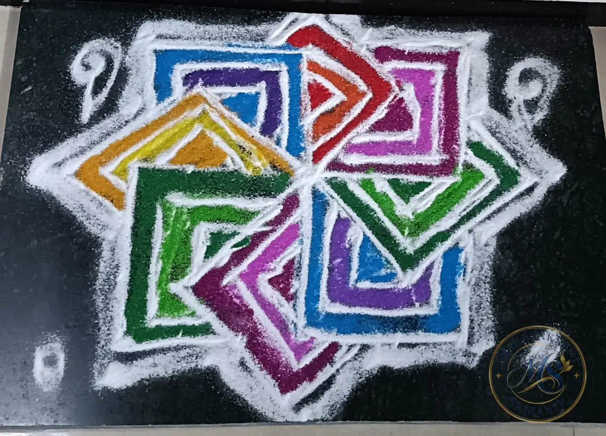 Interlocked Squares Rangoli — rangoli by Mahalakshmi Srikanth