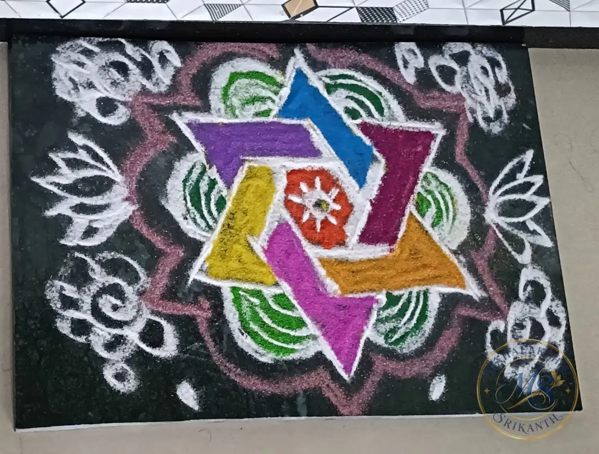 Interlocked Star Rangoli — rangoli by Mahalakshmi Srikanth
