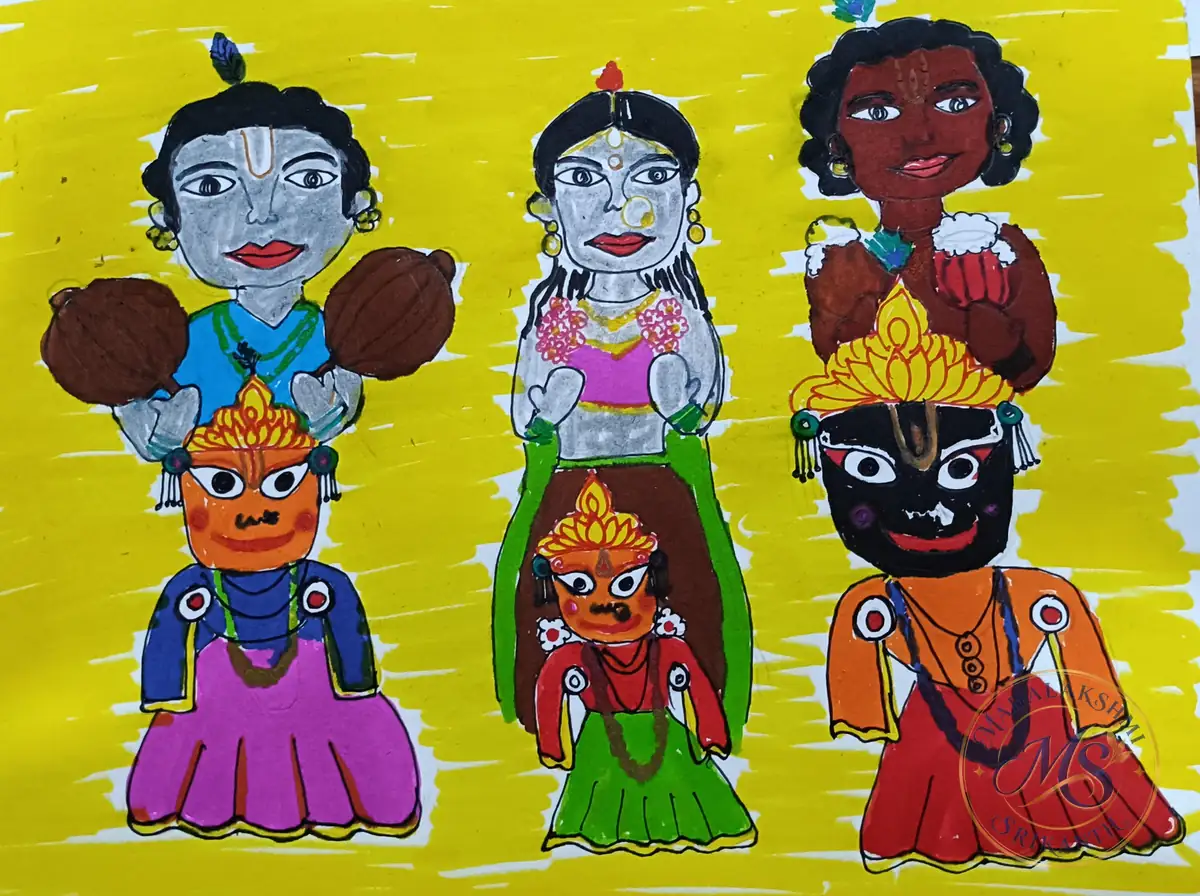 Jagannath Puppets Folk Art — painting by Mahalakshmi Srikanth