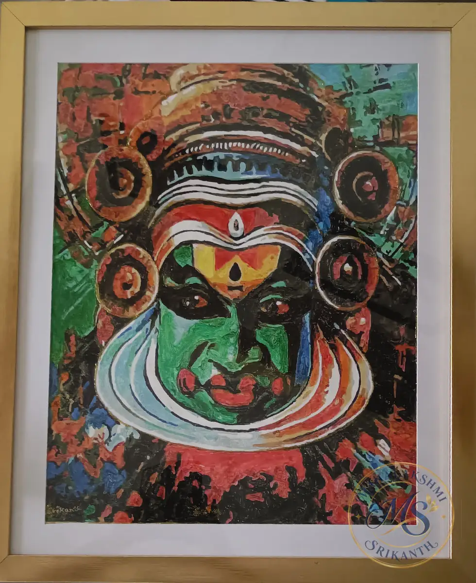 Kathakali Framed Oil Painting — oil painting by Mahalakshmi Srikanth