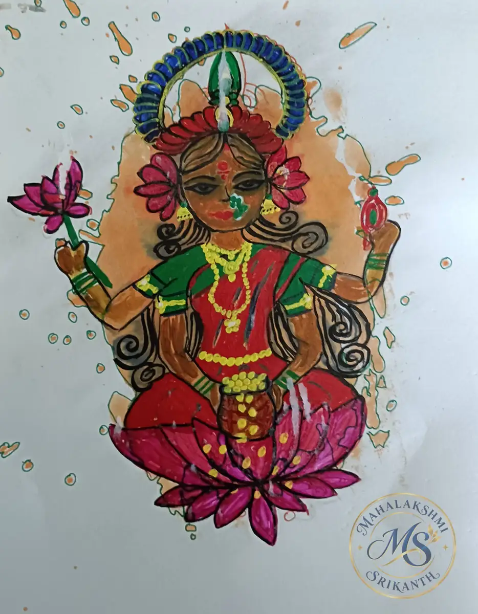 Lakshmi On Lotus — painting by Mahalakshmi Srikanth